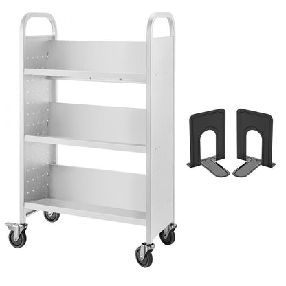 010876211606 - Heavy-Duty V-Shaped Book Cart with 200 lbs Capacity