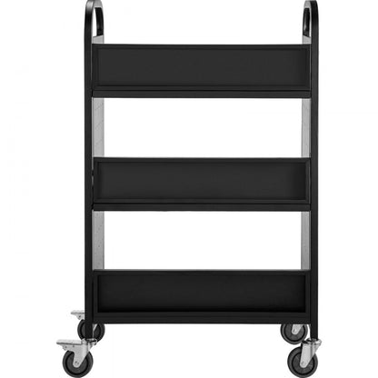 010995928155 - Heavy-Duty 49.2'' Steel Book Cart with Swivel Casters
