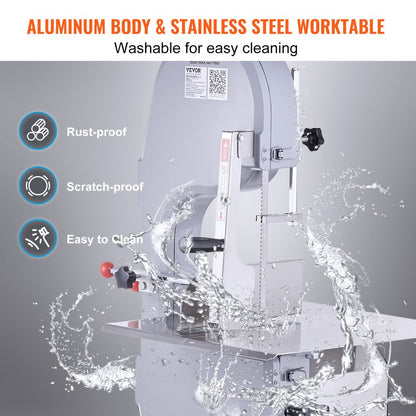 HC-210 - VEVOR 1100W Stainless Steel Meat Bandsaw for Efficient Cutting