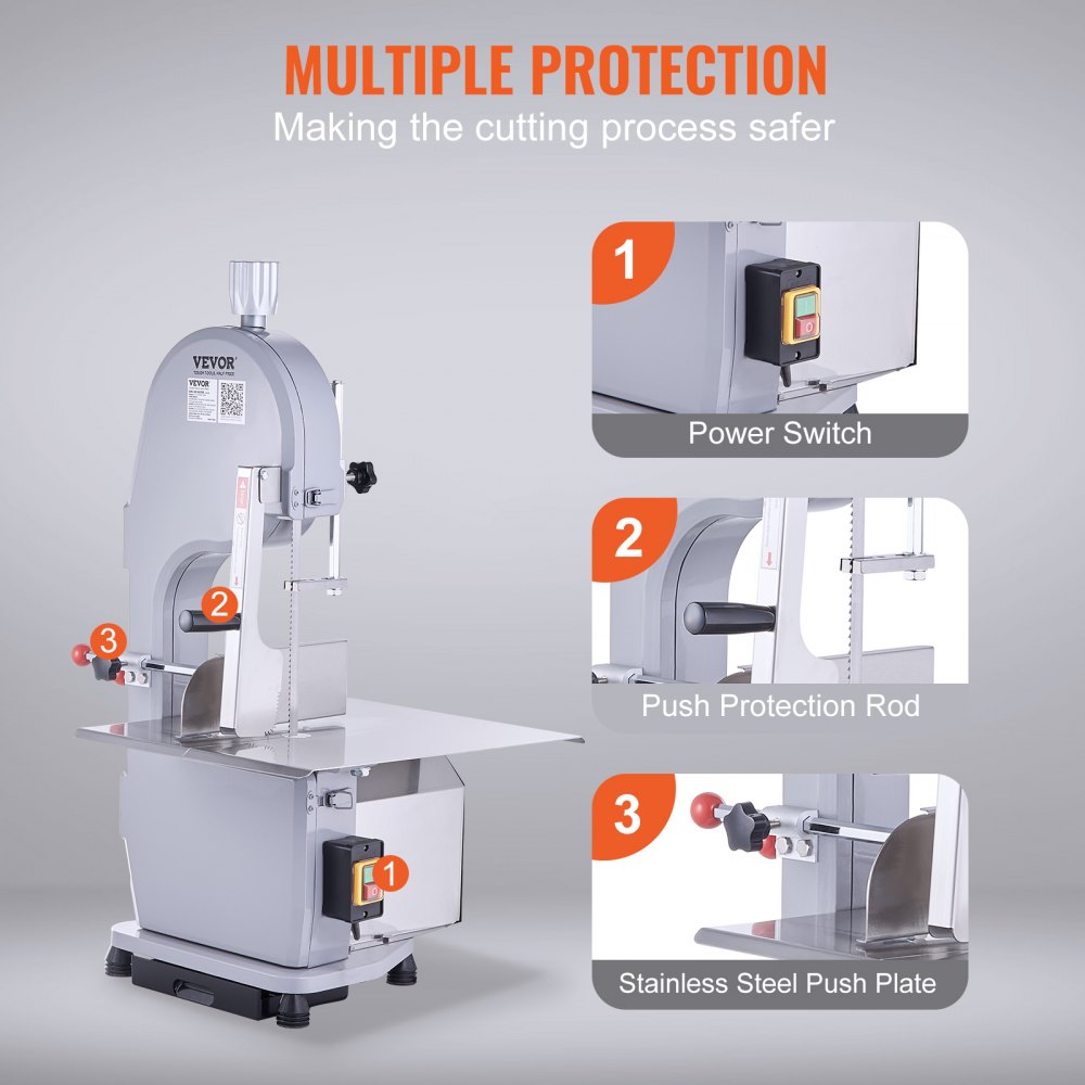 HC-210 - VEVOR 1100W Stainless Steel Meat Bandsaw for Efficient Cutting