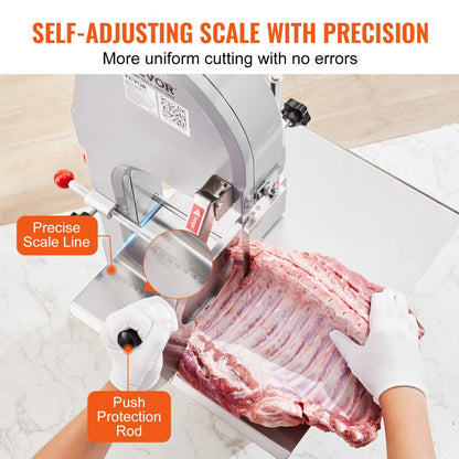 HC-250 - 1500W Stainless Steel Meat Bandsaw for Effortless Cutting
