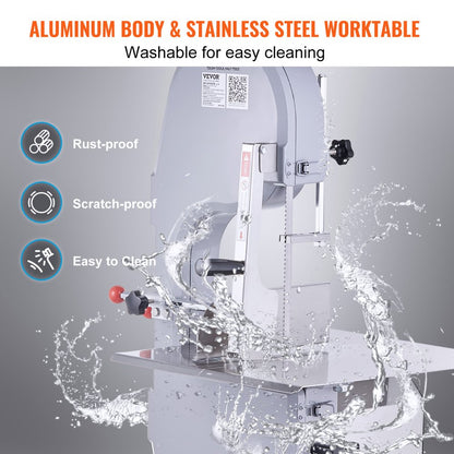 HC-250 - 1500W Stainless Steel Meat Bandsaw for Effortless Cutting
