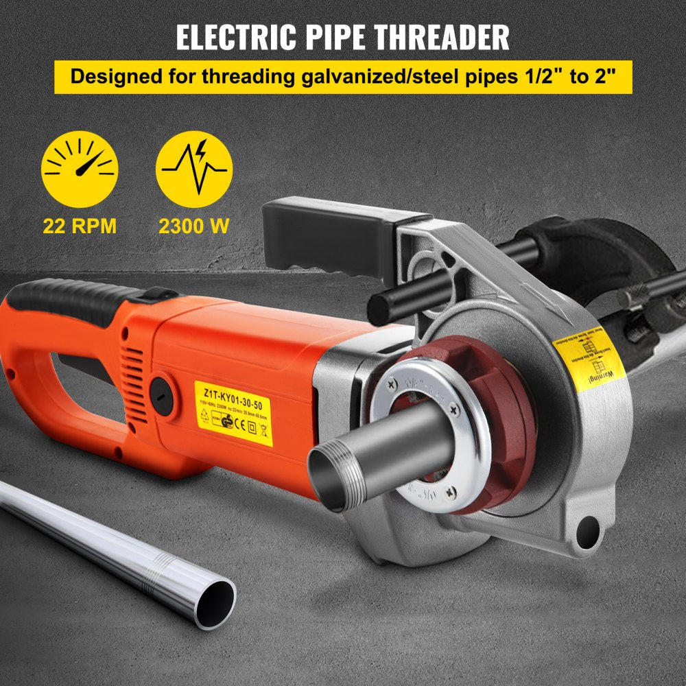 ZIT-KY01-30-50 - VEVOR 1/2" to 2" Electric Pipe Threader with Die Heads