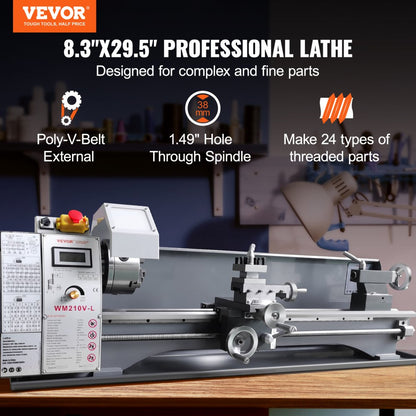 WM210V-L - 8.3'' x 29.5'' Durable Cast Iron Metal Lathe Machine