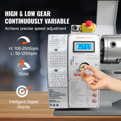 WM210V-L - 8.3'' x 29.5'' Durable Cast Iron Metal Lathe Machine