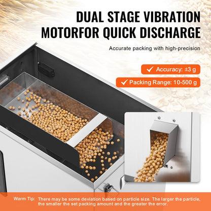 F-500-V1 - VEVOR Precision Powder Filling Machine, 10-500g with Dual Vibration Motor