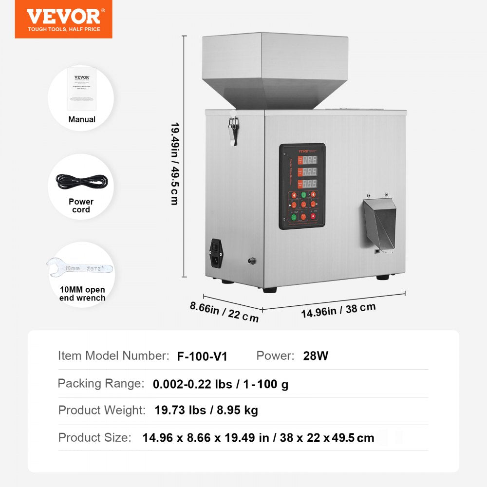 F-100-V1 - Compact Stainless Steel Powder Filling Machine for Versatile Materials