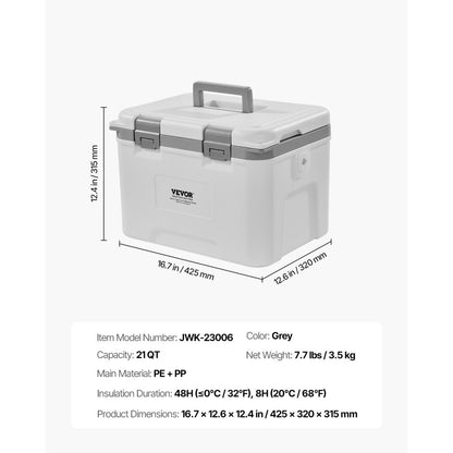 JWK-23006 - 21 QT Portable Cooler with Insulation & Carry Strap