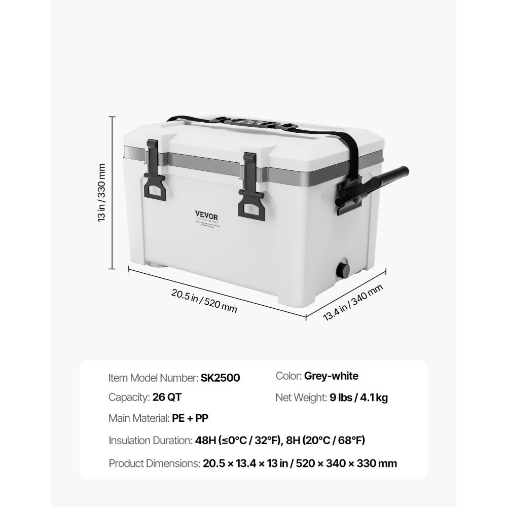 SK2500 - 26QT Insulated Portable Cooler with Strap for Outdoor Adventures
