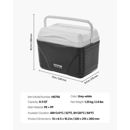 HS756 - 8.5QT Insulated Portable Cooler for Outdoor Activities
