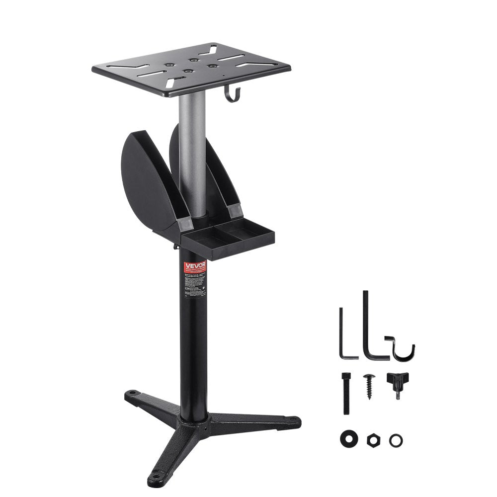 GS-E - Adjustable Bench Grinder Stand with 12"x10" Plate & Tool Storage
