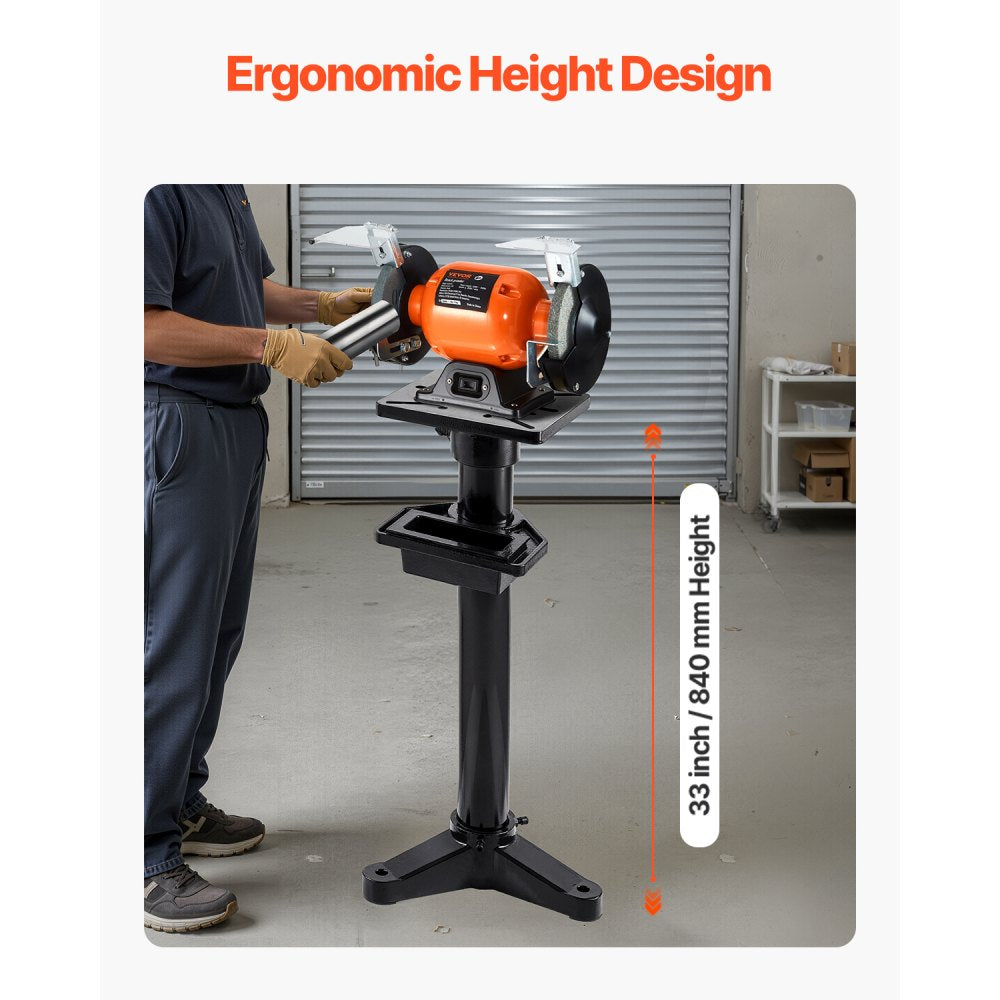 GS-H - Ergonomic 33" Heavy-Duty Bench Grinder Stand with 10.6" Plate