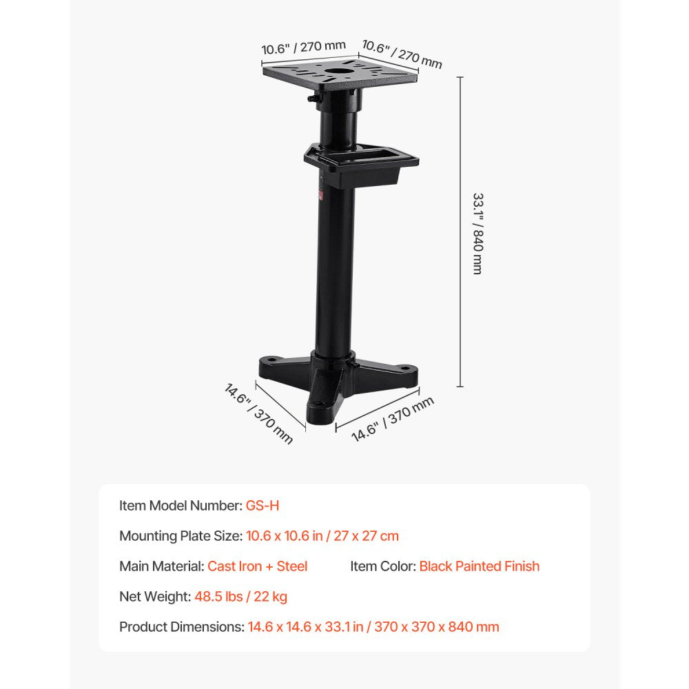 GS-H - Ergonomic 33" Heavy-Duty Bench Grinder Stand with 10.6" Plate