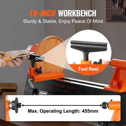 RWL1018 - Compact 10in VEVOR Wood Lathe for Beginners and Hobbyists