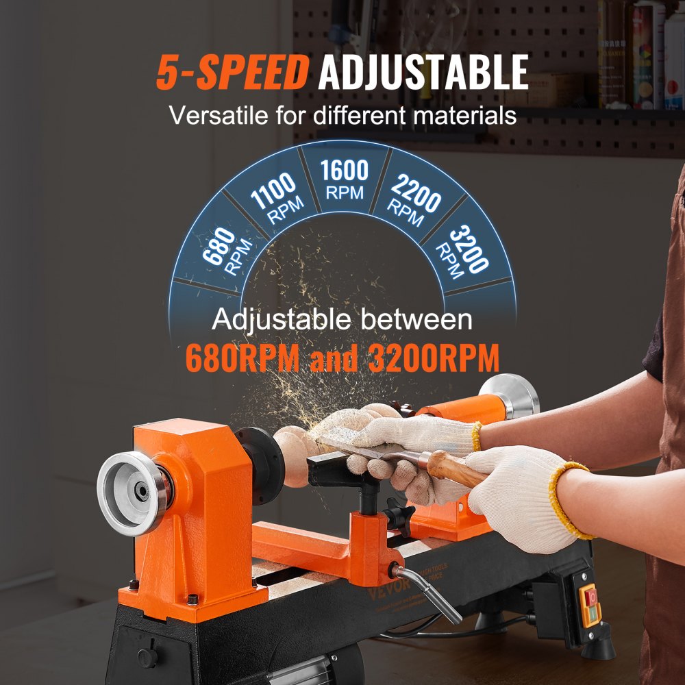 RWL1018 - Compact 10in VEVOR Wood Lathe for Beginners and Hobbyists