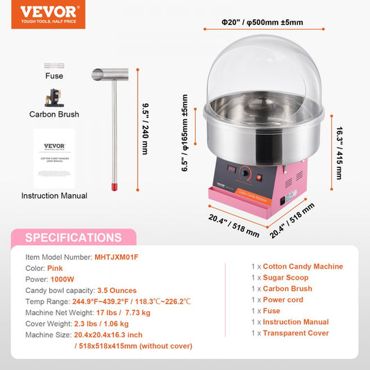 MHTJXM01F - Family-Friendly Electric Cotton Candy Maker for Parties