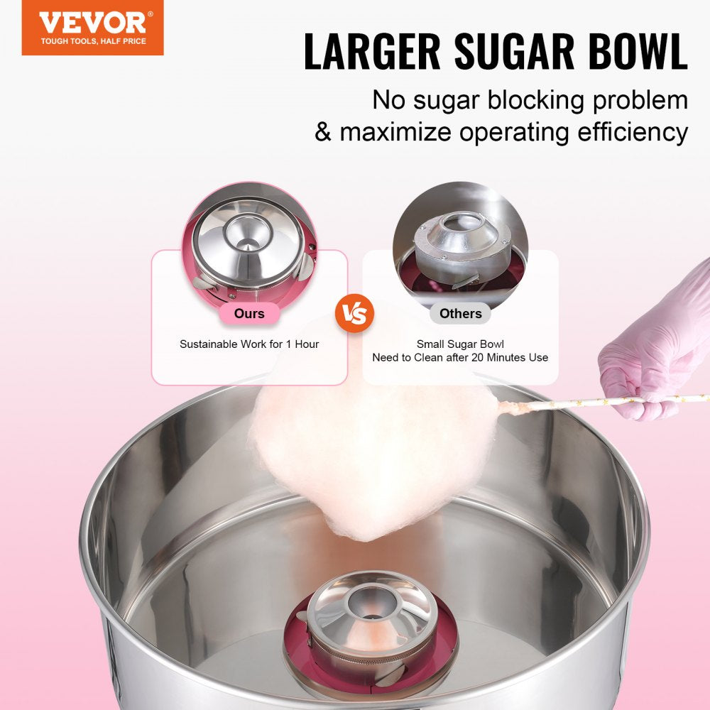 MHTJXM01F - VEVOR 1000W Cotton Candy Machine for Fast, Fun Treats