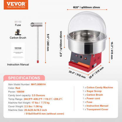 MHTJXM01H - 1000W VEVOR Electric Cotton Candy Machine for Events