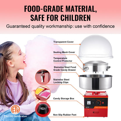 MHTJJPZY01 - 1000W Stainless Steel Cotton Candy Machine for Birthday Parties