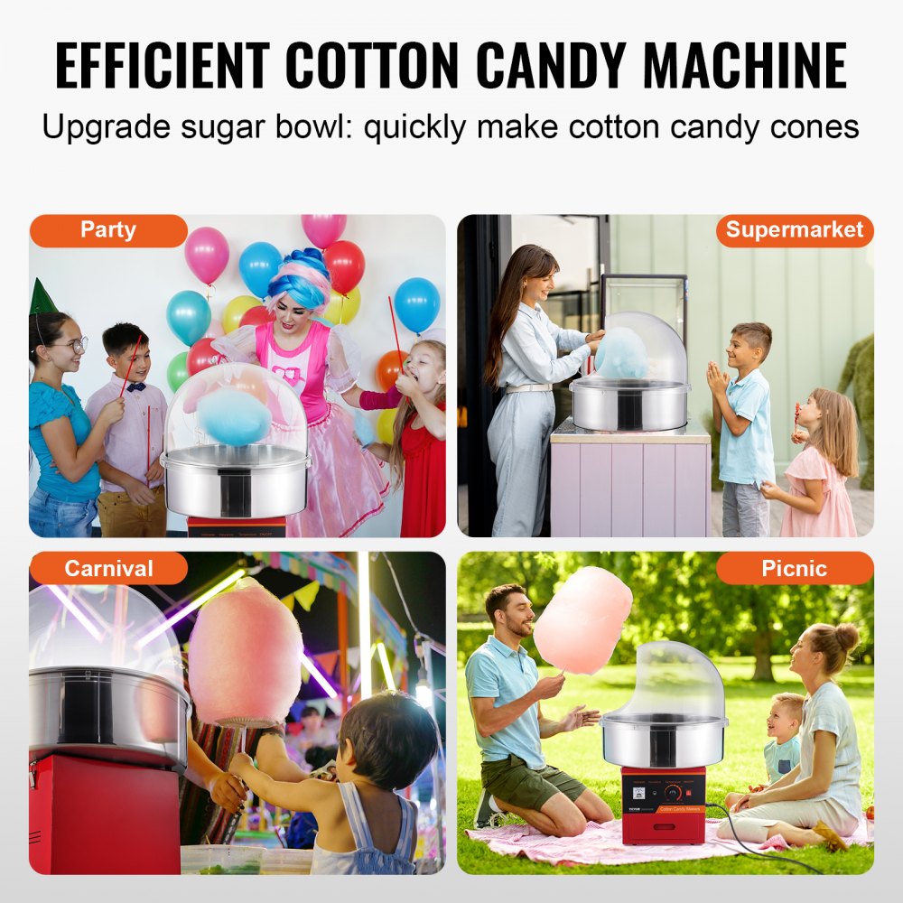 MHTJJPZY01 - 1000W Stainless Steel Cotton Candy Machine for Birthday Parties