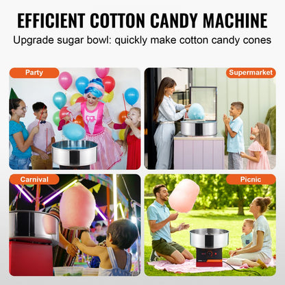 MHTJXM01H - 1000W VEVOR Cotton Candy Machine, Makes 6 Fluffs/Minute