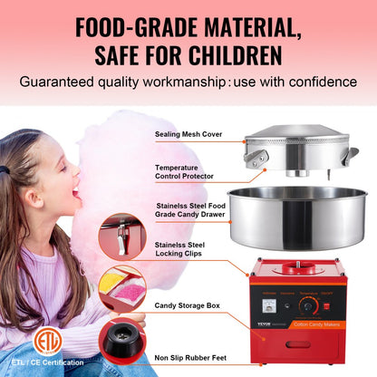 MHTJJPZY01 - 1000W VEVOR Cotton Candy Machine for Easy, Fluffy Cones