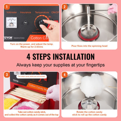 MHTJJPZY01 - 1000W VEVOR Cotton Candy Machine for Easy, Fluffy Cones