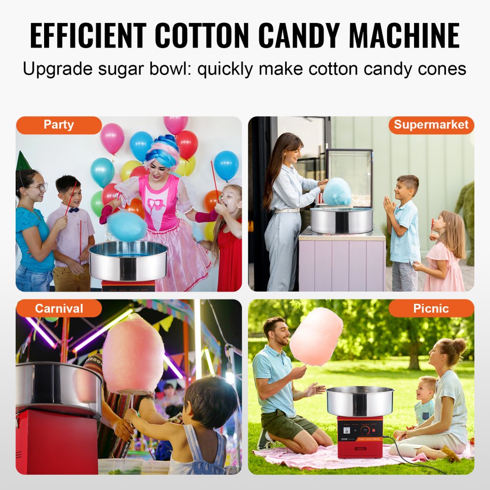 MHTJJPZY01 - 1000W VEVOR Cotton Candy Machine for Easy, Fluffy Cones