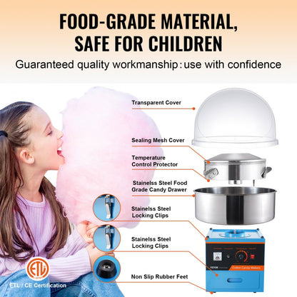MHTJJPZY01 - 1000W Electric Cotton Candy Machine for Home & Commercial Use