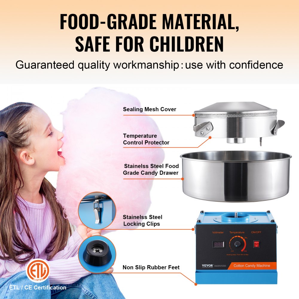 MHTJXM01L - 1000W Electric Cotton Candy Machine for Fast Family Fun