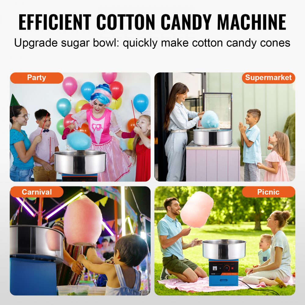 MHTJJPZY01 - 1000W VEVOR Cotton Candy Machine for Parties, Easy to Use
