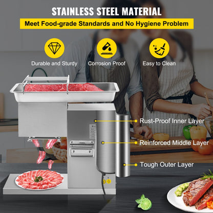 010667345730 - Stainless Steel Meat Cutter Machine for Kitchen & Restaurants