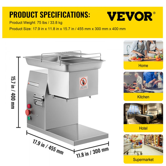 010667345730 - Stainless Steel Meat Cutter Machine for Kitchen & Restaurants