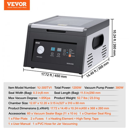 YJ-300TV1 - 380W Chamber Vacuum Sealer for Fresh Food Preservation