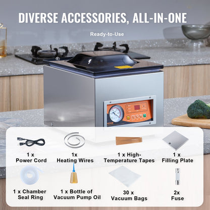 DZ-260S-V1 - Professional Stainless Steel Vacuum Sealer for Fresh Food Preservation