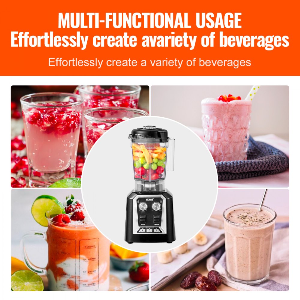 HS-210D-US - 2200W VEVOR Blender for Smoothies & Frozen Drinks, 68 oz Capacity