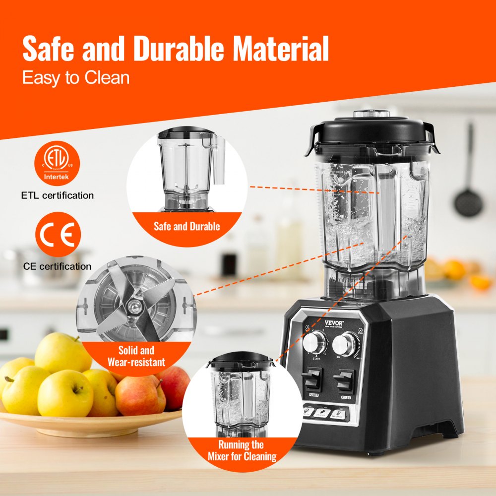 HS-210D-US - 2200W VEVOR Blender for Smoothies & Frozen Drinks, 68 oz Capacity
