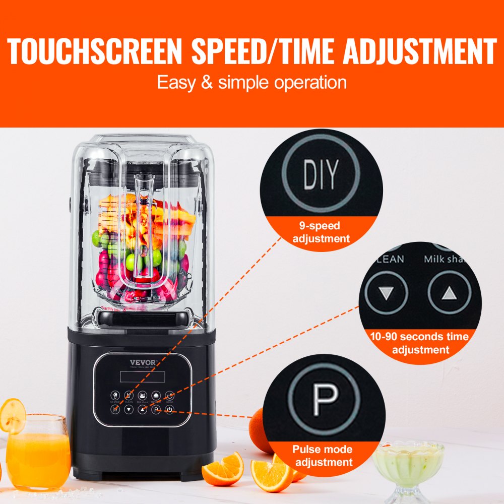 HS-212C-US-B - 68 oz Stainless Steel Quiet Professional Blender with Shield