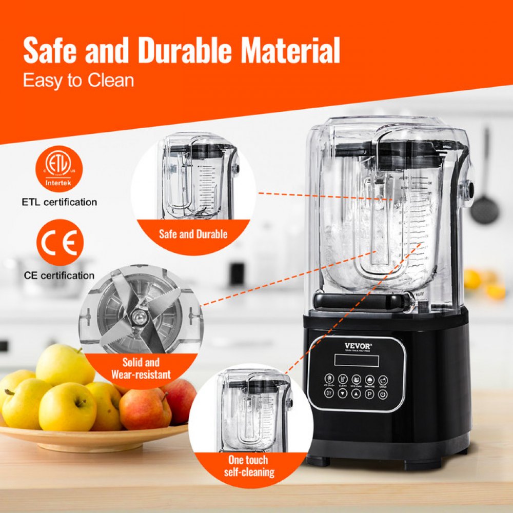 HS-212C-US-B - 68 oz Stainless Steel Quiet Professional Blender with Shield