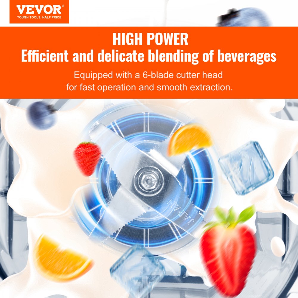 HS-212C-US-W - 68oz VEVOR Commercial Blender with Powerful 2200W Motor
