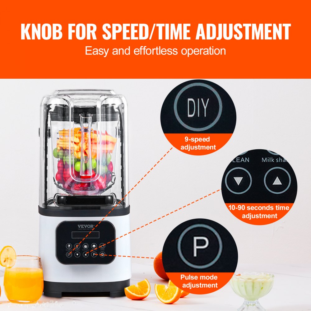 HS-212C-US-W - 68oz VEVOR Commercial Blender with Powerful 2200W Motor