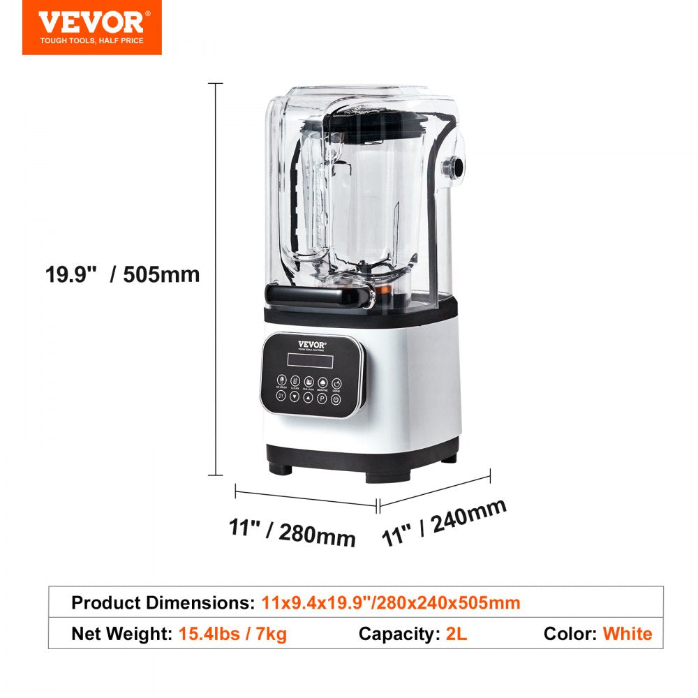 HS-212C-US-W - 68oz VEVOR Commercial Blender with Powerful 2200W Motor