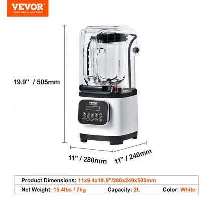 HS-212C-US-W - 68oz VEVOR Commercial Blender with Powerful 2200W Motor