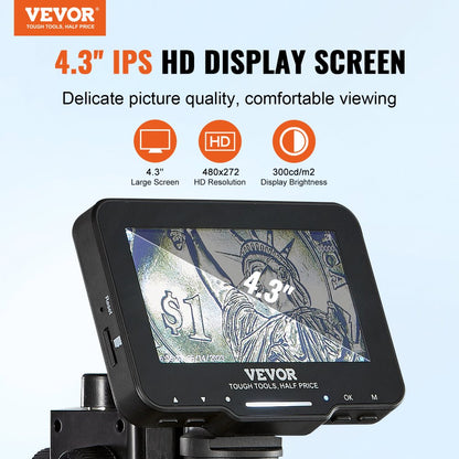 LP043 - VEVOR 4.3" Digital Microscope with 50X-1000X Magnification