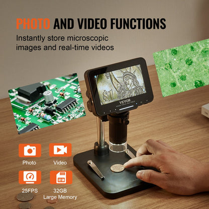 LP043 - VEVOR 4.3" Digital Microscope with 50X-1000X Magnification