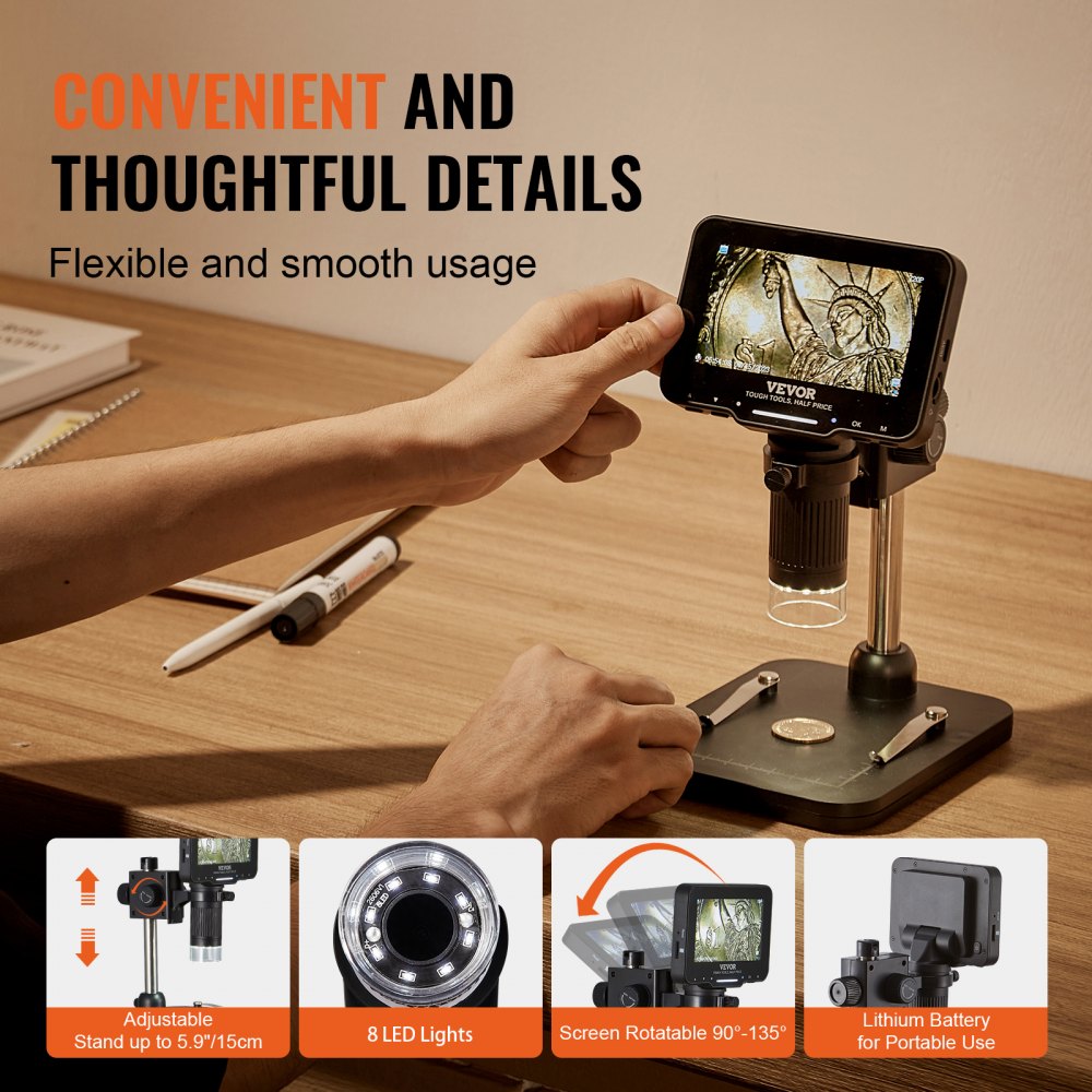 LP043 - VEVOR 4.3" Digital Microscope with 50X-1000X Magnification