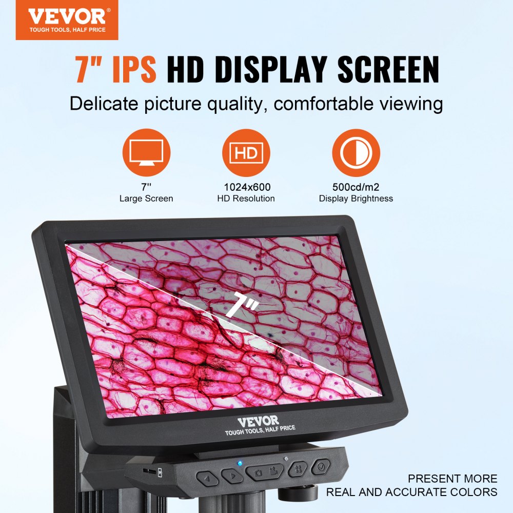 W7 - 7" HDMI Digital Microscope, 10X-1200X Magnification, IPS Screen