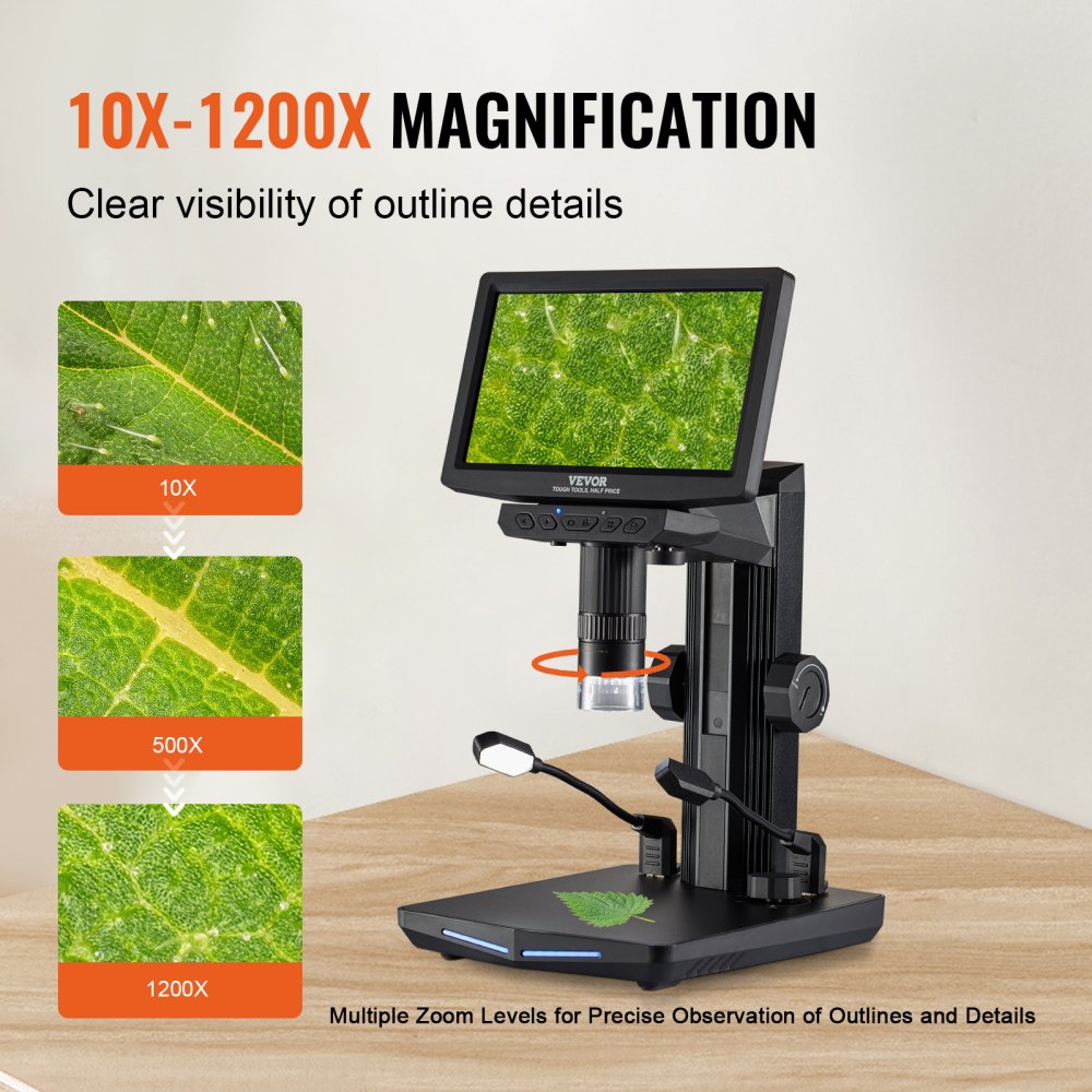 W7 - 7" HDMI Digital Microscope, 10X-1200X Magnification, IPS Screen