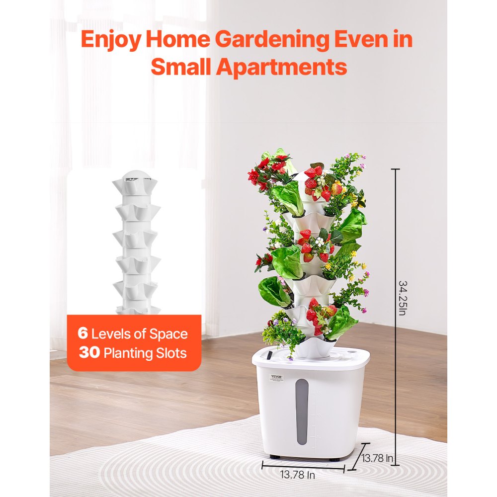 VV1-6C-US - 6-Tier Hydroponic Tower Garden with 20L Water Tank