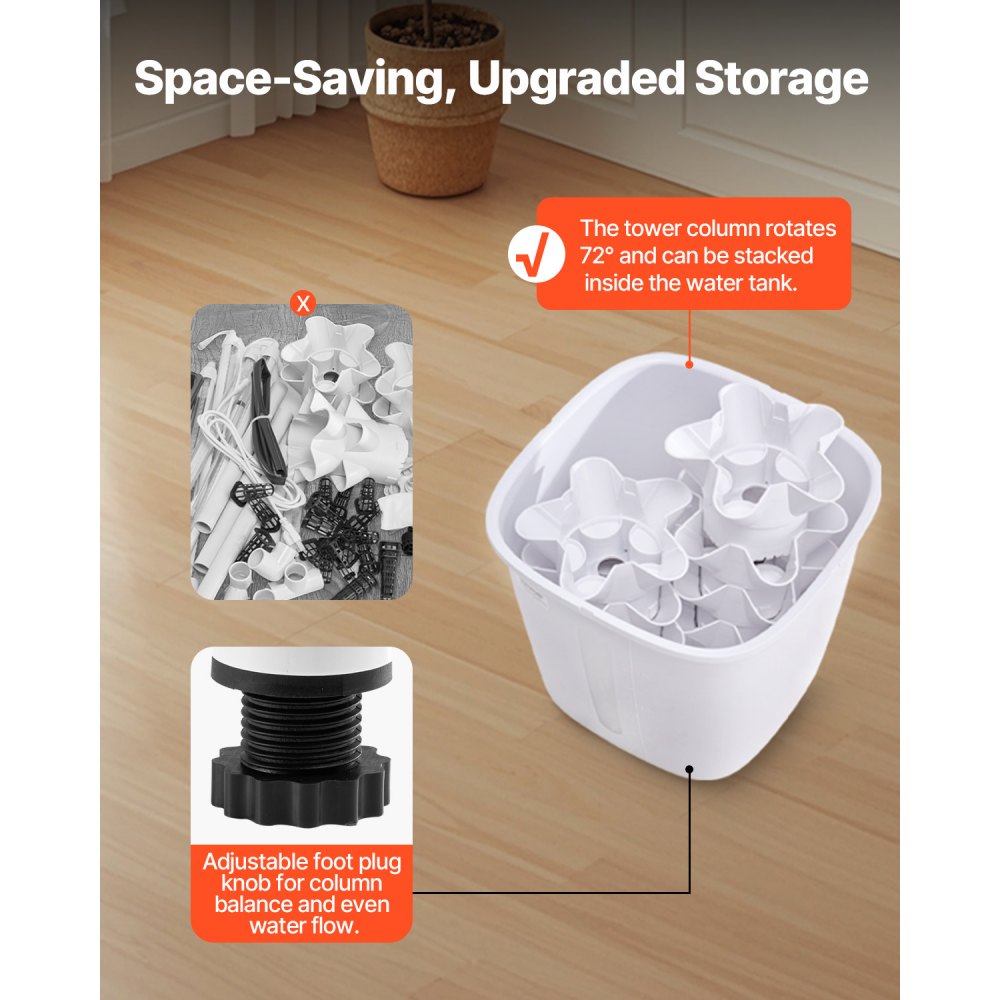 VV2-6C-US - 6-Tier Hydroponic System with 16W Grow Light & 20L Tank